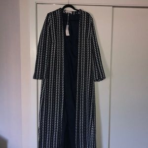 Navy/white lined duster coat from ELVI.